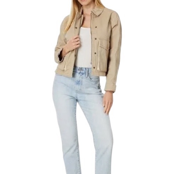 Madewell Khaki Cropped Cargo Jacket Women’s Size Medium - Picture 4 of 4